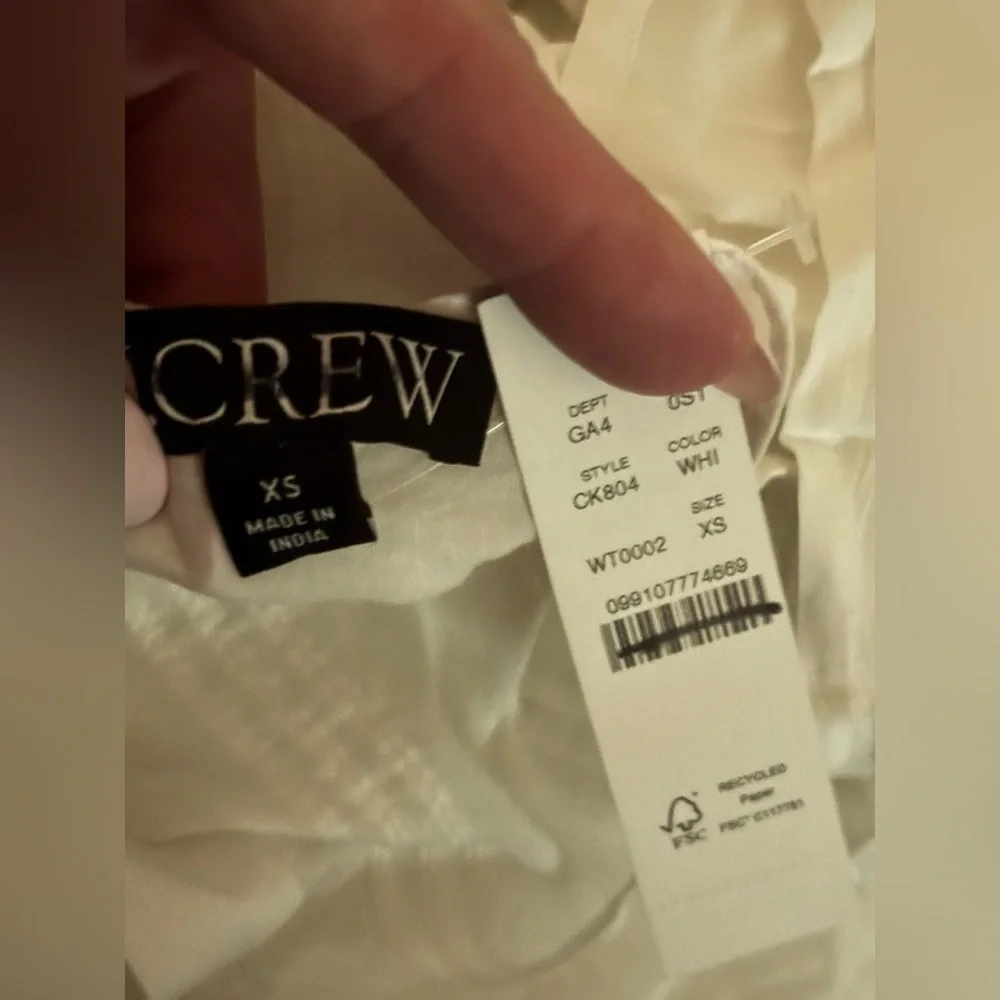 NWT J.Crew Pintuck shirtdress in cotton voile XS White Preppy Casual Wedding